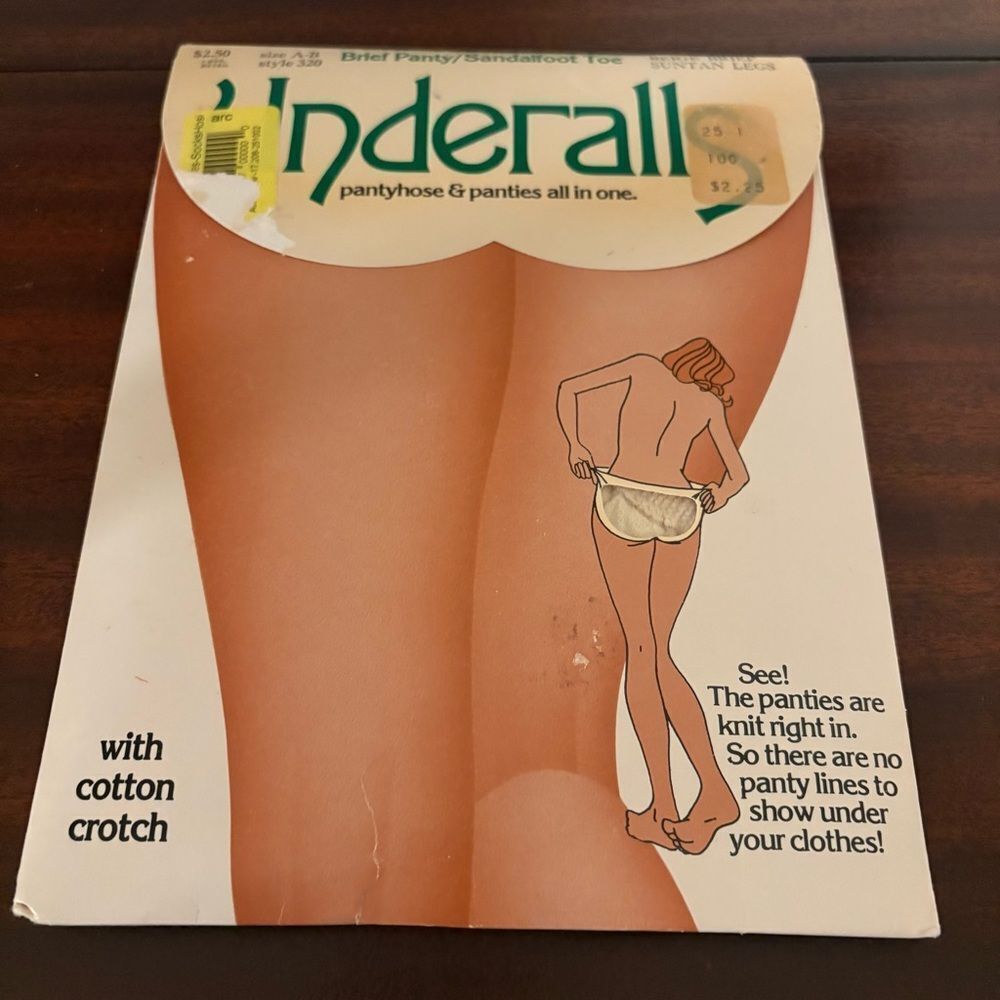 Vintage Underalls Pantyhose and Panties Beige Brief Suntan Legs  Sz A-B NEW!
